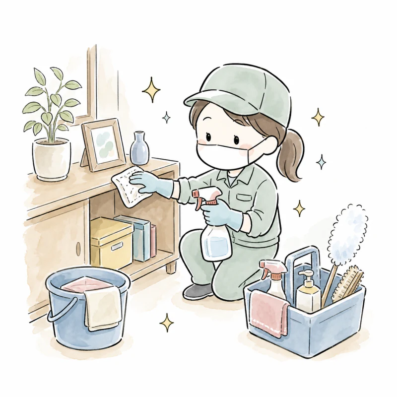 防護装備で特殊清掃を行う専門スタッフ