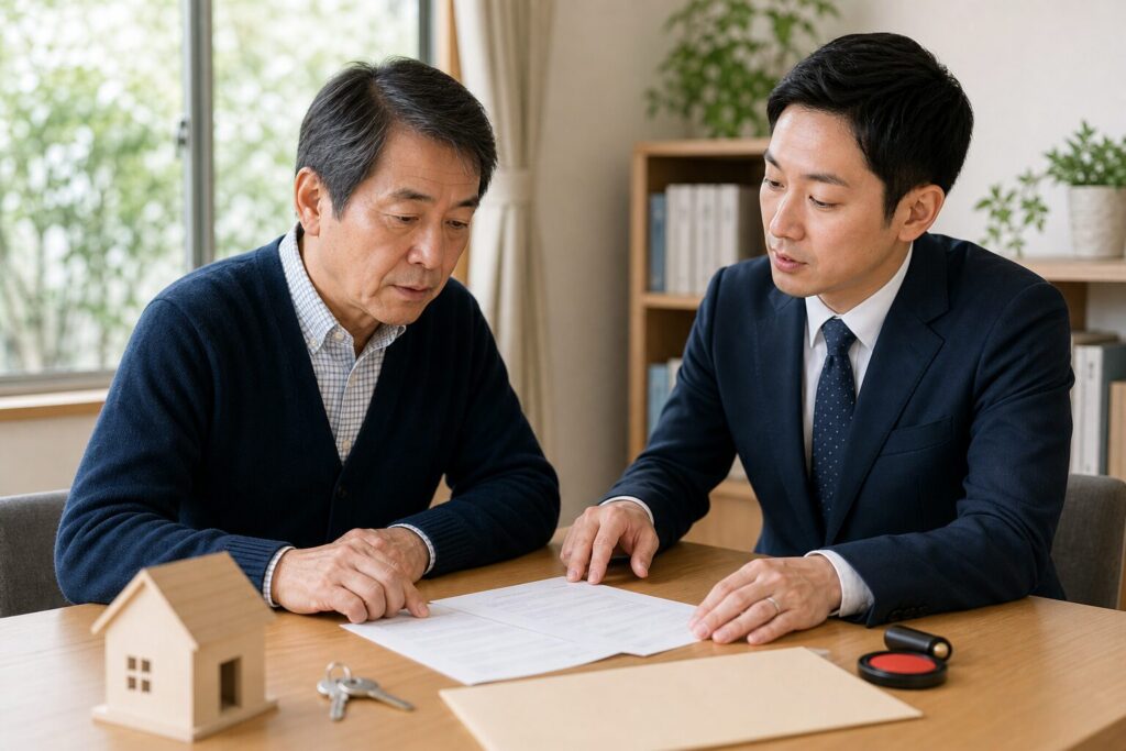 相続不動産の所有権移転登記について相談する依頼者と専門家
