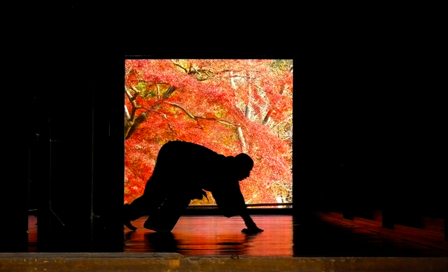 掃除する僧侶